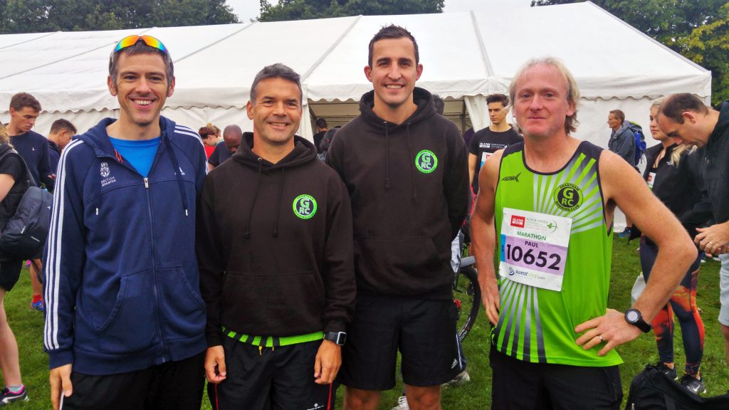 Me, Nick, Andy, and Paul, before the start of the race. Robin Hood Half Marathon, Nottingham, Sunday 25th September 2016.