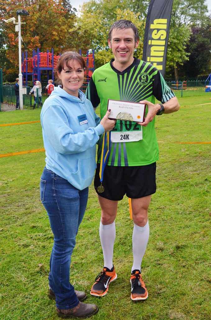 Presented with my prize after winning the Stilton Stumble 24k. Picture c/o Stilton Stumble.